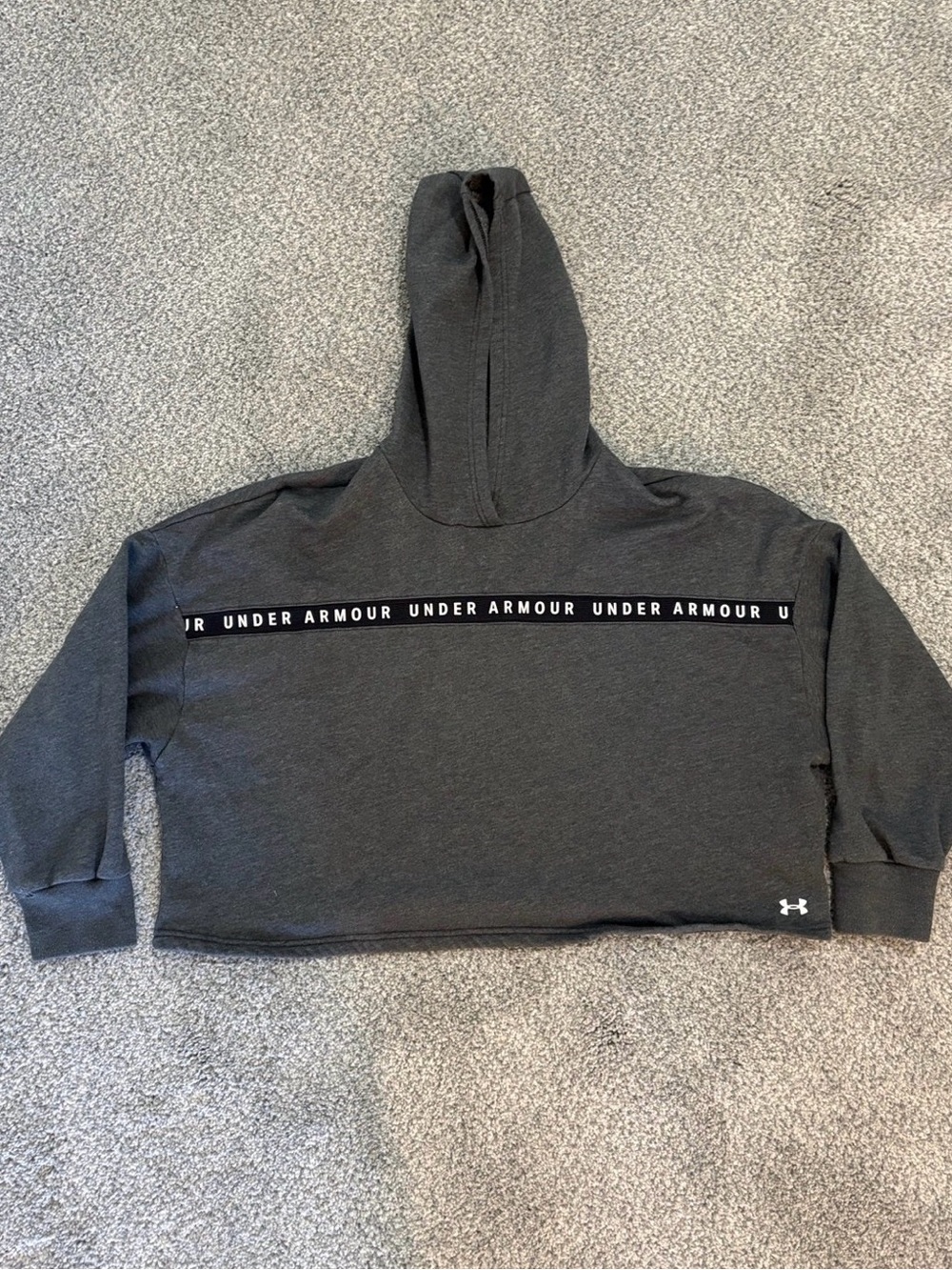 Under Armour Gray Hooded Cropped Sweatshirt
